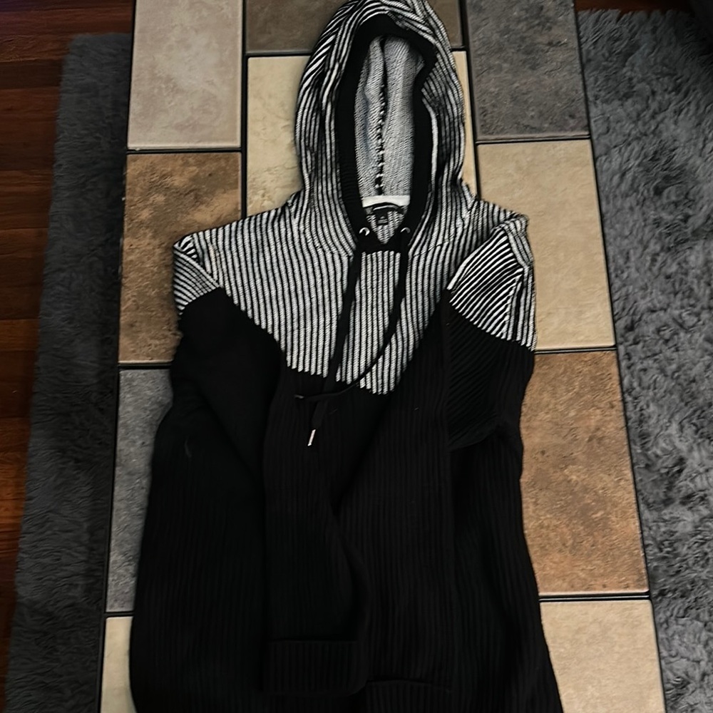 Black and White Striped Hoodie